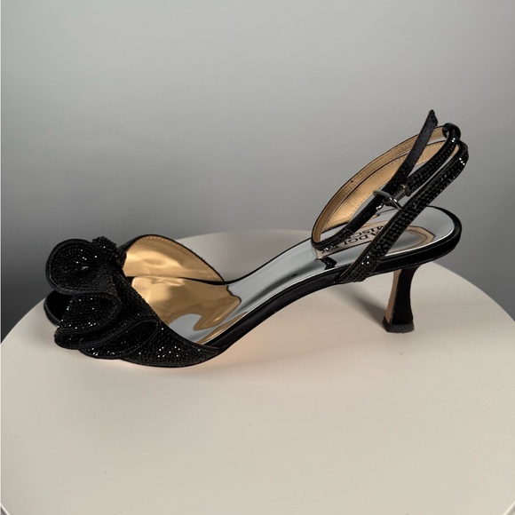 BADGLEY MISCHKA Size 6 Black Remi Statement Kitten Heel - Picture 3 of 9